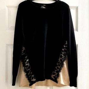 Bloomingdales Cashmere & Lace Contrast Sweater by Aqua